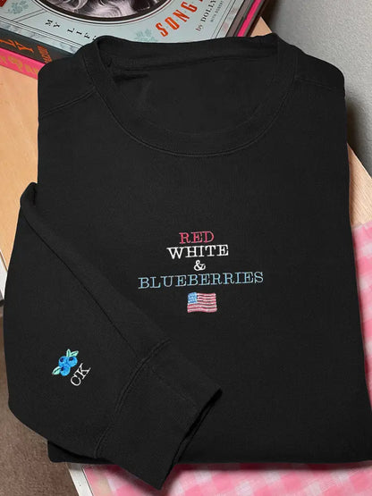Women’s Red White & Blueberries casual sweatshirt Black / S