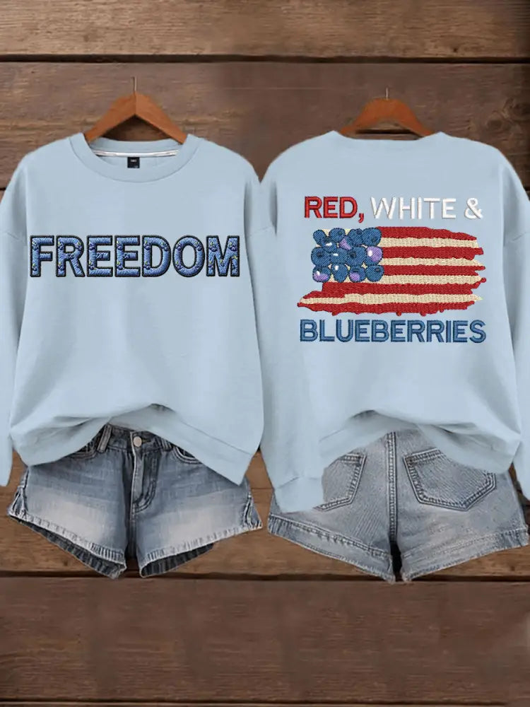 Women’s ’Red White & Blueberries’ sweatshirt Light Blue / S