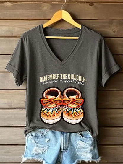 Women’s remember the children who never make it home V-neck T-shirts Dark Gray / S