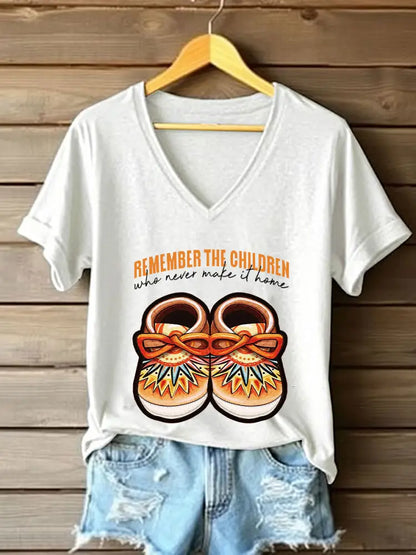 Women’s remember the children who never make it home V-neck T-shirts White / S