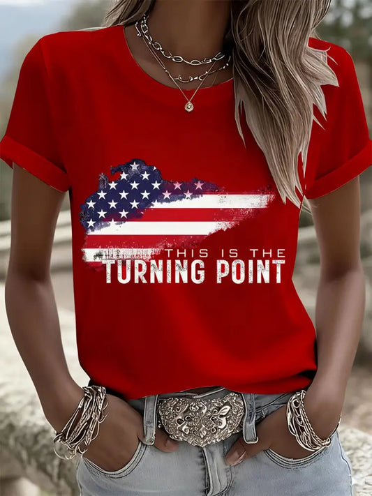 Women’s Retro Turning Point Casual Commemorative T-Shirt A / S