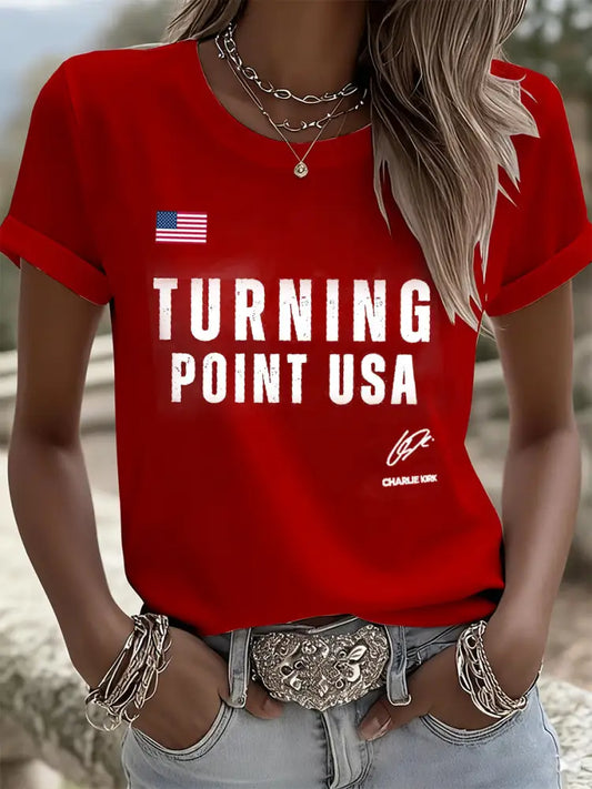 Women’s Retro Turning Point Casual Commemorative T-Shirt A / S