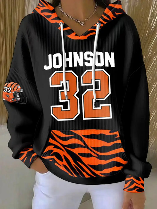 Women’s Rudi Johnson Tribute Memorial Football Print Hoodie As picture / S