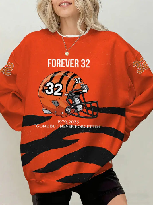 Women’s Rudi Johnson Tribute Memorial Football Print Sweatshirt Orange / S