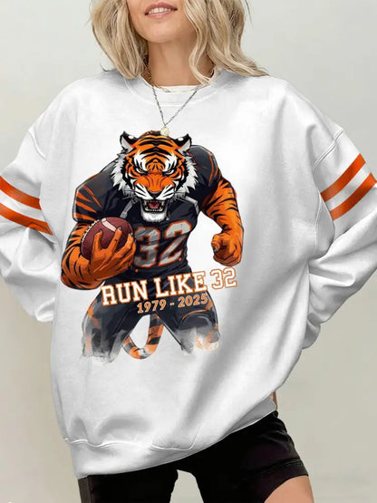 Women’s Rudi Johnson Tribute Memorial Football Print Sweatshirt White / S