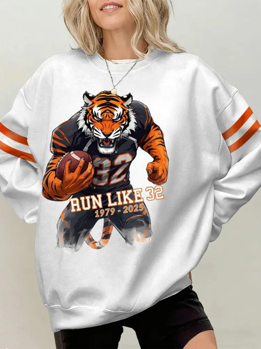 Women’s Rudi Johnson Tribute Memorial Football Print Sweatshirt White / S