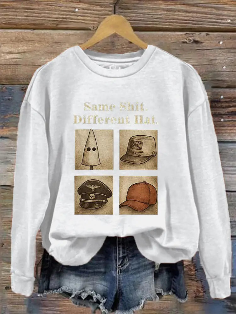 Women’s Same Shit Different Hat Printed Casual Sweatshirt White / S