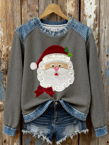 Women’s Santa Claus Print Casual Top Gray / S