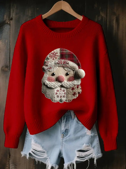 Women’s Santa Claus Print Casual Top Red / S