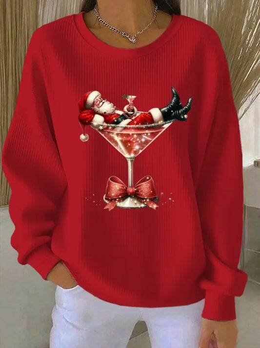 Women’s Santa Claus Printed Tops Red / S