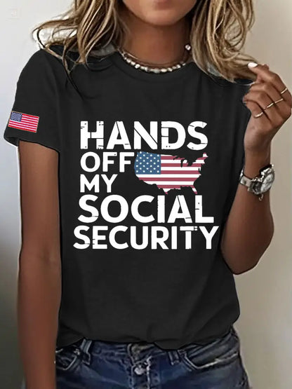 Women’s Save Medicare&Social Security Printed T-shirt Black / S