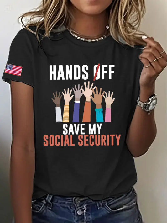 Women’s Save Medicare&Social Security Printed T-shirt Black / S