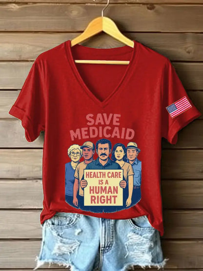 Women’s Save Medicare&Social Security Printed T-shirt Red / S