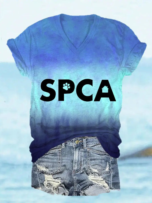 Women’s save the pets V-neck T-shirts Blue / S