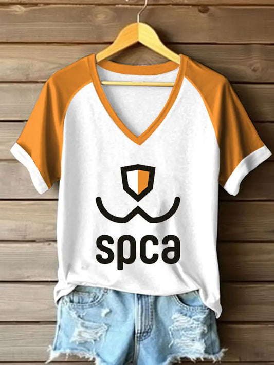 Women’s save the pets V-neck T-shirts Orange / S
