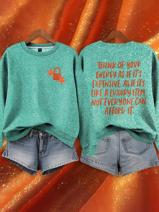 Women’s Showgirl Printed Music Fan Design Sweatshirt Blue Green / S