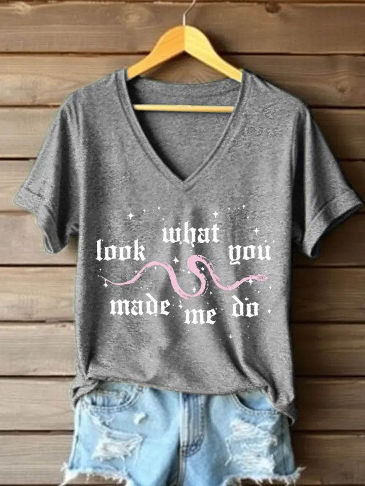 Women’s Snake Album Look What You Made Me Do Printed T shirt Light Gray / S