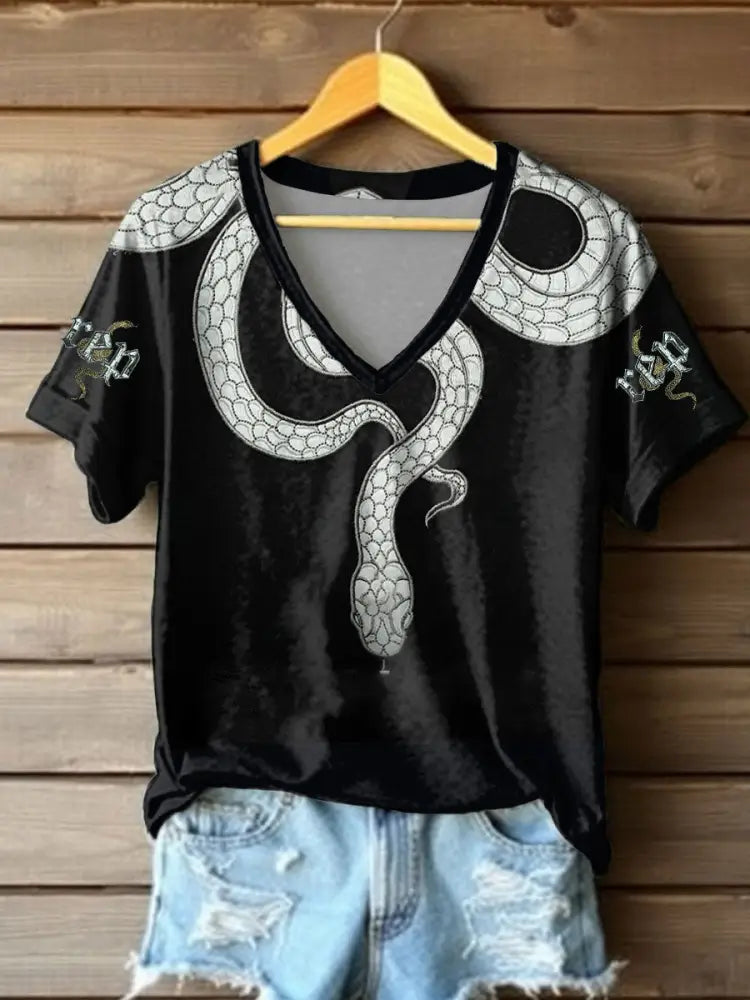 Women’s Snake Album Printed T shirt Black / S