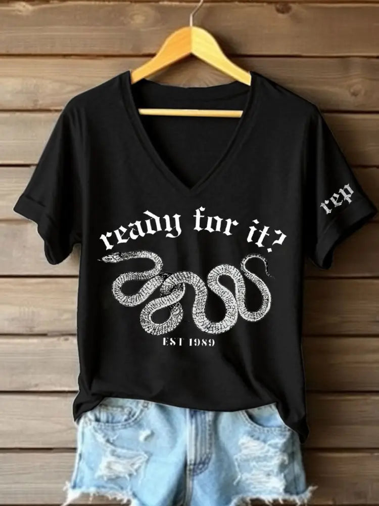 Women’s Snake Album Ready For It? Printed T shirt Black / S