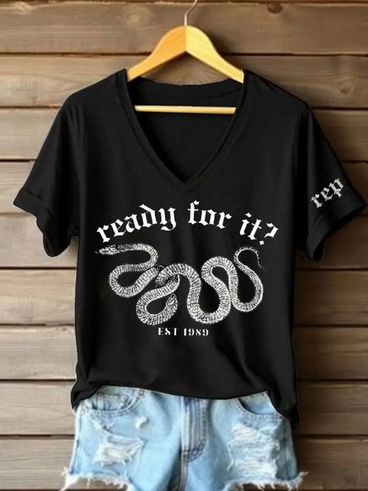 Women’s Snake Album Ready For It? Printed T shirt Black / S