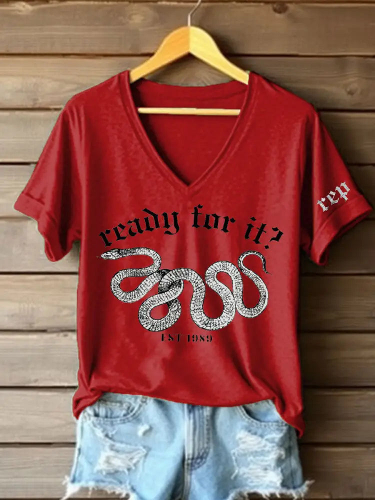 Women’s Snake Album Ready For It? Printed T shirt Red / S