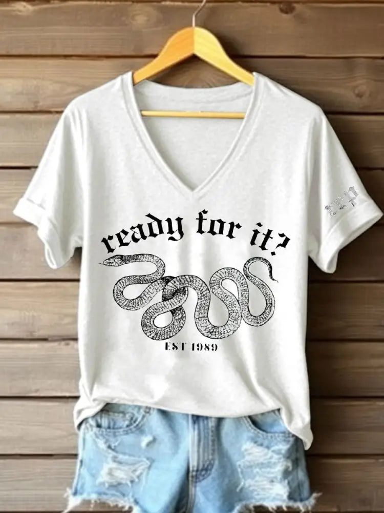 Women’s Snake Album Ready For It? Printed T shirt White / S