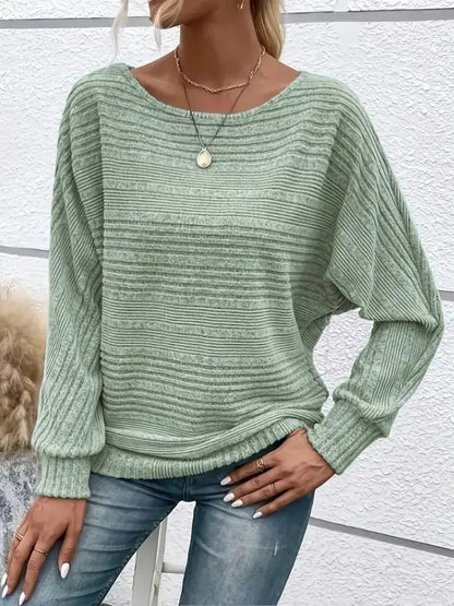 ⏰Women’s Soft Solid Batwing Sleeve Pullover Long Sleeve Top GREEN / S BEST SELLER