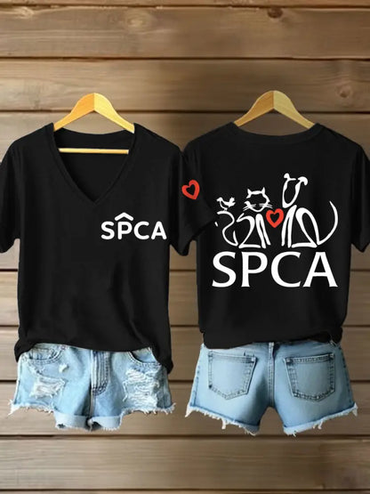 Women’s SPCA V-neck T-shirts Black / S