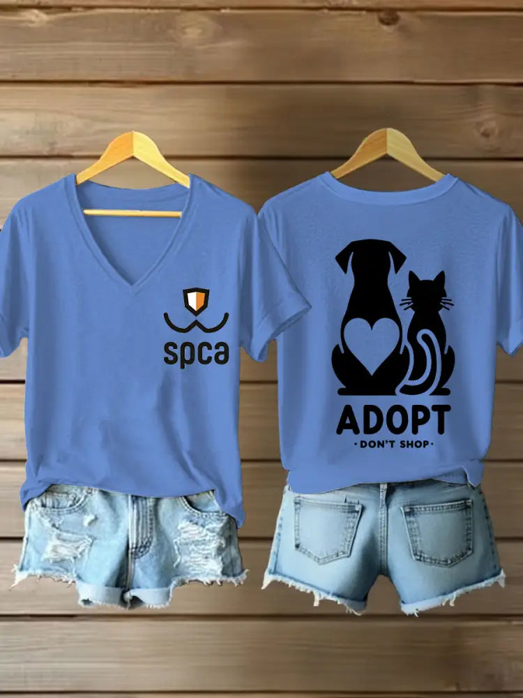 Women’s SPCA V-neck T-shirts Light Blue / S