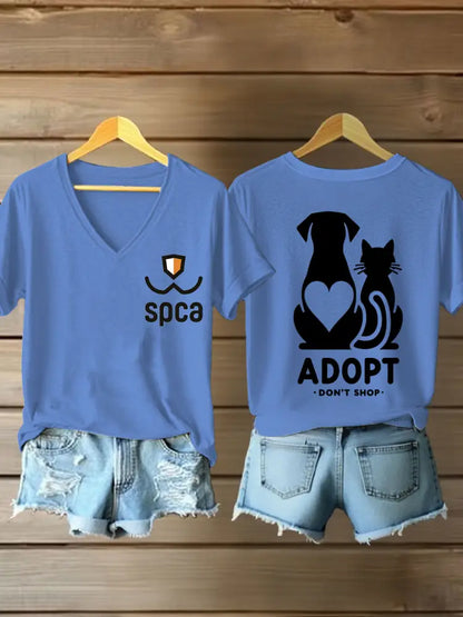 Women’s SPCA V-neck T-shirts Light Blue / S