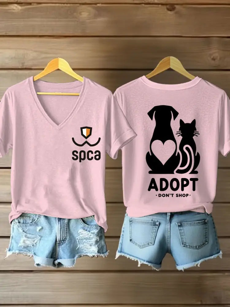 Women’s SPCA V-neck T-shirts Light Pink / S