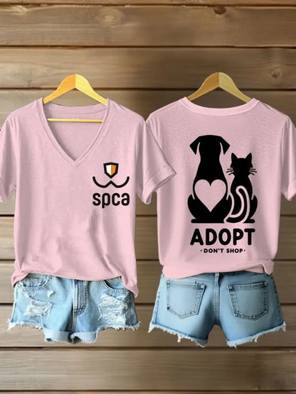 Women’s SPCA V-neck T-shirts Light Pink / S