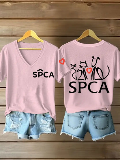Women’s SPCA V-neck T-shirts Light Pink / S