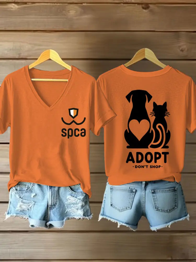 Women’s SPCA V-neck T-shirts Orange / S