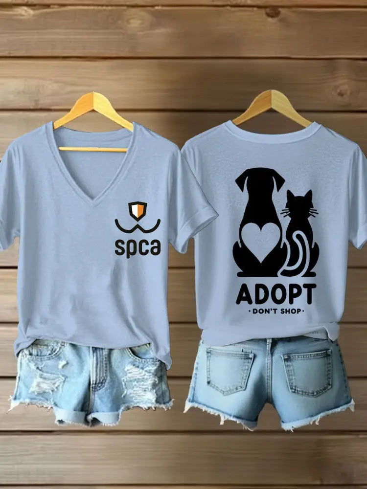 Women’s SPCA V-neck T-shirts Sky Blue / S
