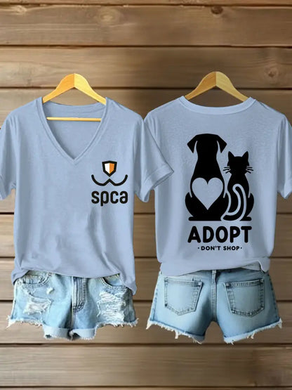 Women’s SPCA V-neck T-shirts Sky Blue / S