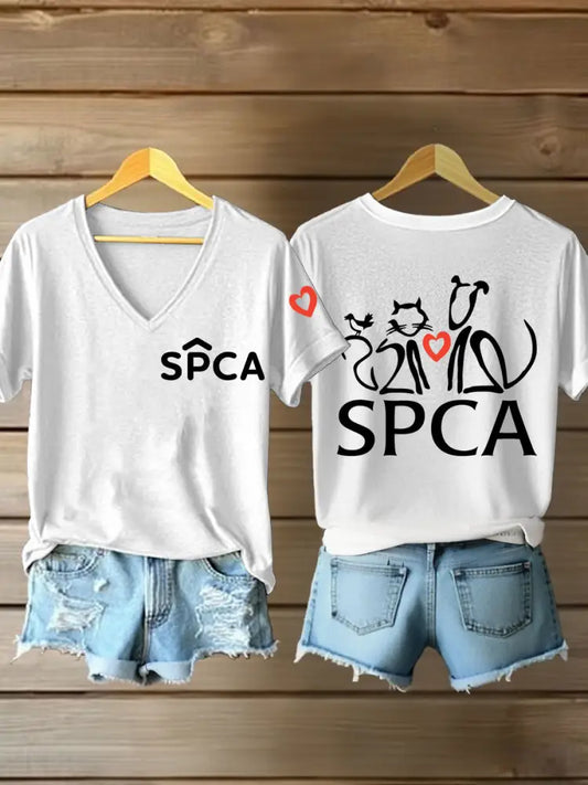 Women’s SPCA V-neck T-shirts White / S