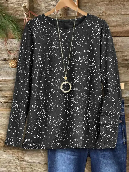 Women’s Starry Night Crew Neck Top Black / S