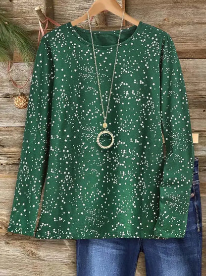 Women’s Starry Night Crew Neck Top Green / S