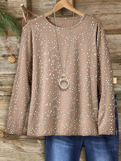 Women’s Starry Night Crew Neck Top Khaki / S