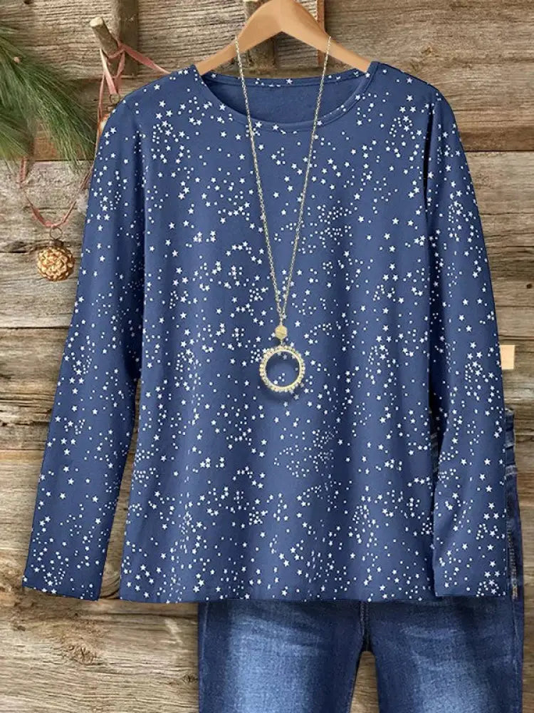 Women’s Starry Night Crew Neck Top Navy Blue / S