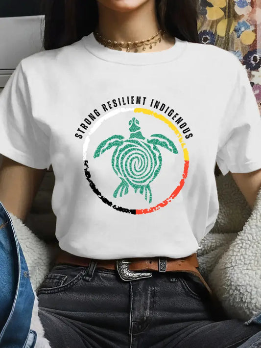 Women’s Strong Resilient Indigenous Turtle T-shirts White / S