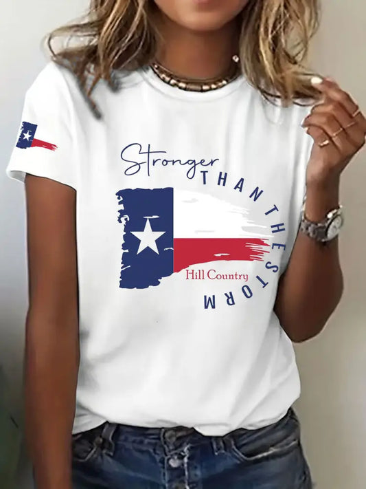 Women’s Stronger Than the Storm Printed T-shirt White / S