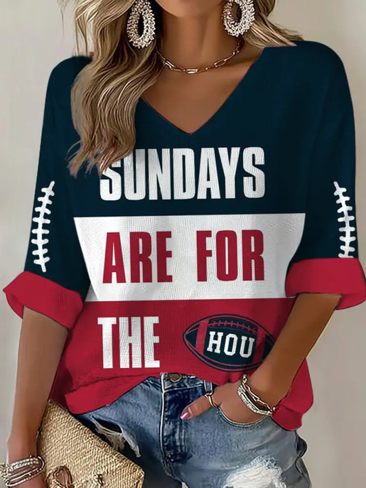 Women’s Sundays Are For The HOU Football Fan Design Waffle T shirt As picture / S