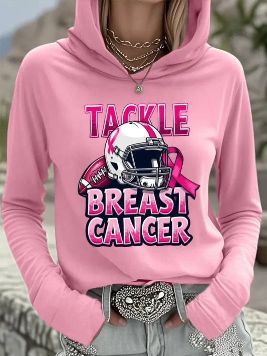 Women’s Tackle Breast Cancer Football Gameday Hooded Top Pink / S