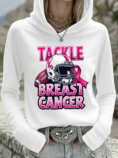 Women’s Tackle Breast Cancer Football Gameday Hooded Top White / S