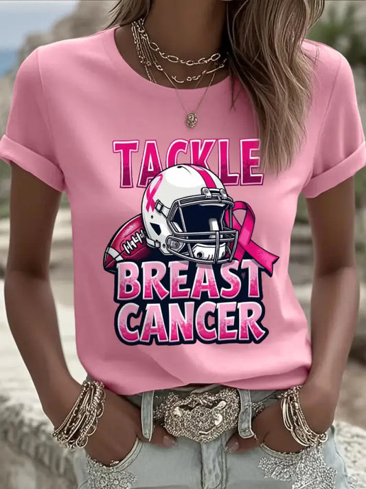 Women’s Tackle Breast Cancer Football Gameday Tee Pink / S