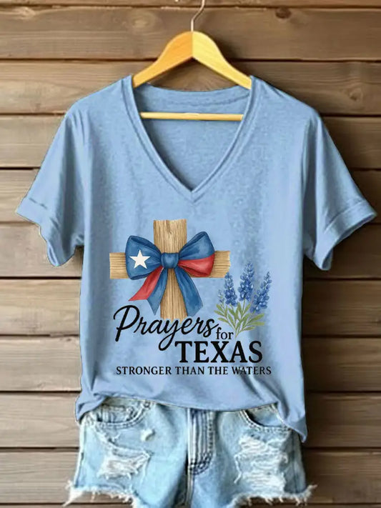 Women’s Texas Flooding Printed T-shirt Sky Blue / S