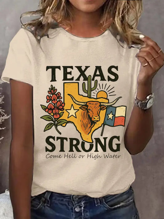 Women’s Texas Strong Come Hell Or High Water Tee Apricot / S