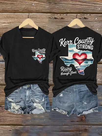 Women’s Texas Strong Pray For Texas V-Neck Tee Black / S